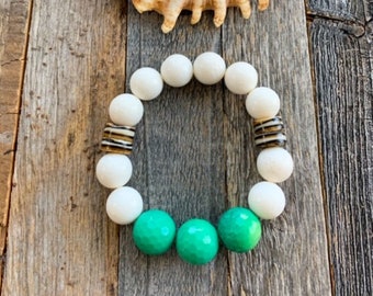 Chrysoprase Bracelet | Sponge Coral | African Trade Beads | Gemstone | Beach Style | Bohemian