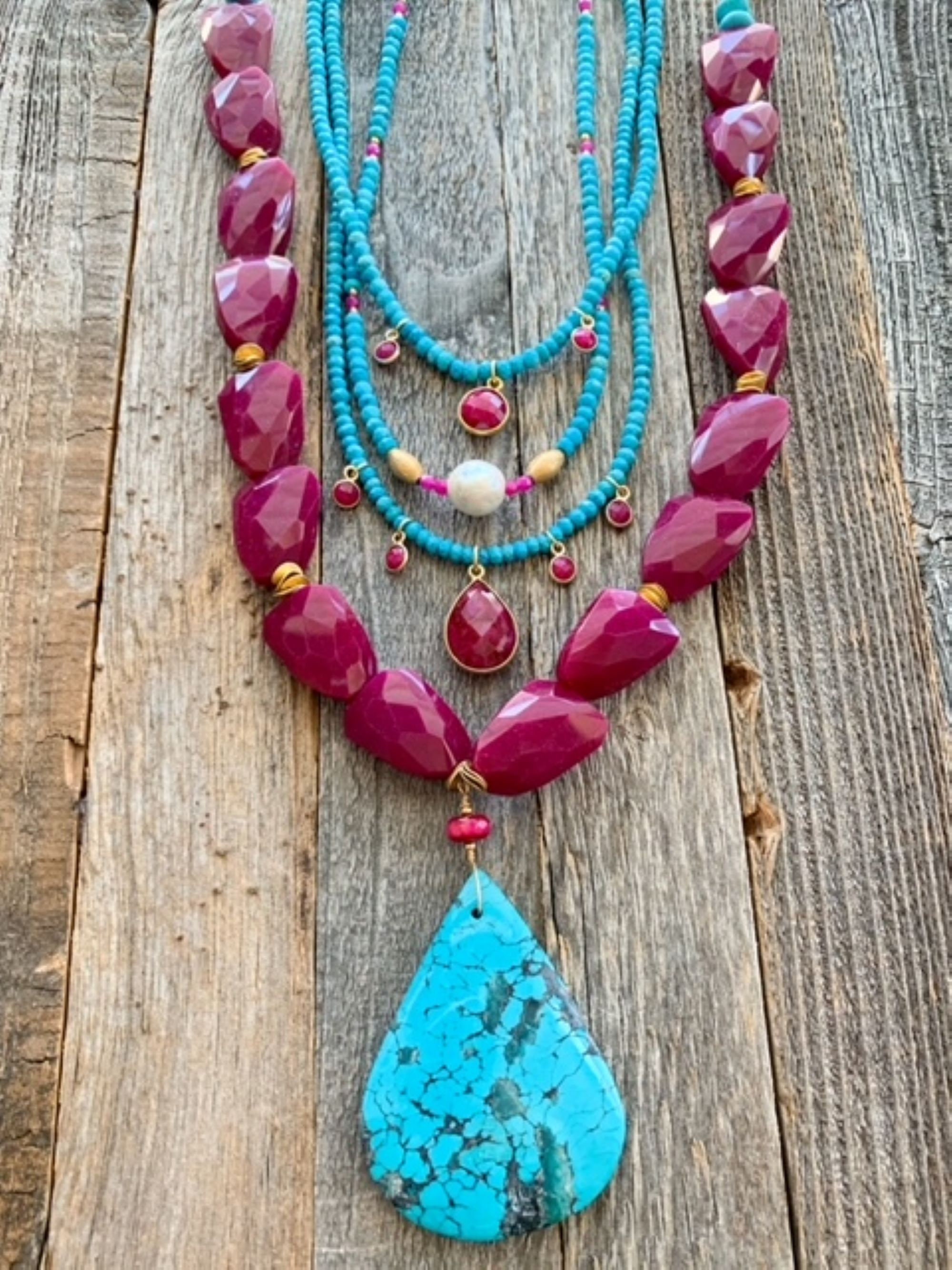 Turquoise Berry Sky Blue Arizona Turquoise Berry Jade Fuchsia Tigers Eye 22K Gold ...