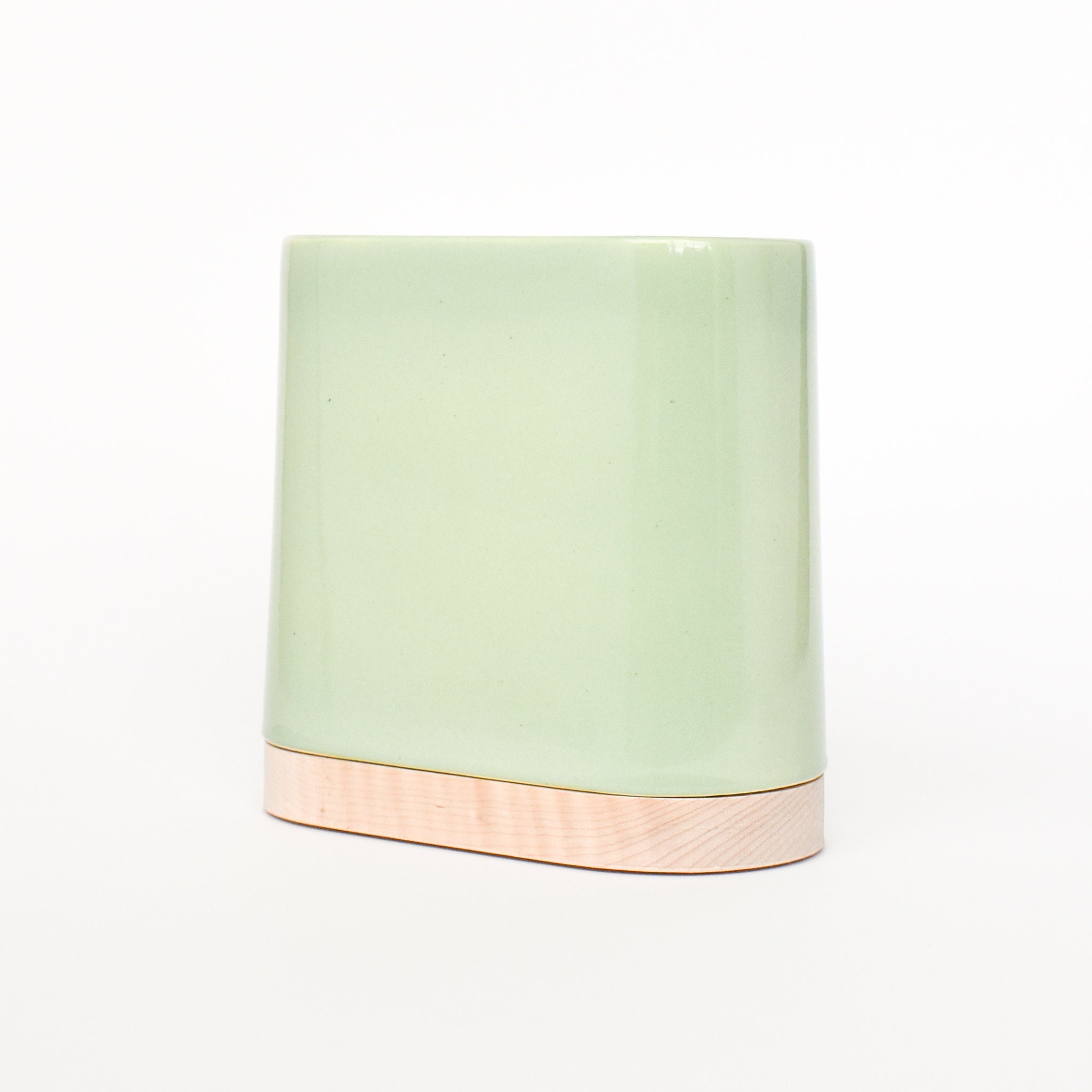 Stak Ceramics Porter Utensil Holder Gloss Sage and Maple Base Etsy