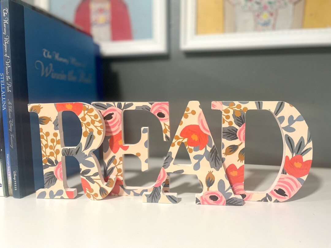 Floral READ Wooden Letters: Kids Room Decor - Etsy