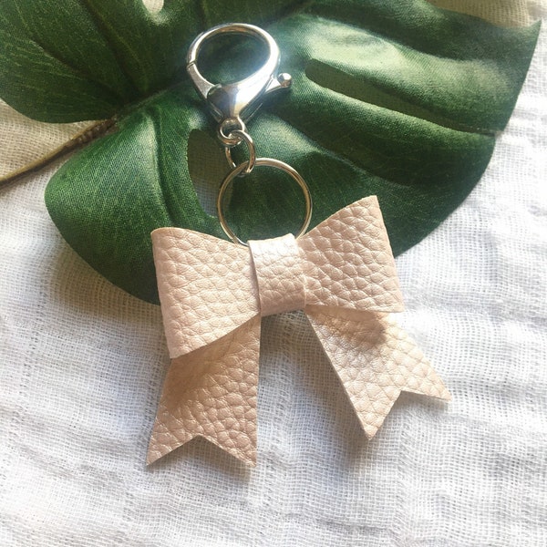 Bow keychain, faux leather bow keychain, gifts for her