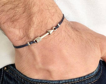 Men's Silver Plated Arrow Friendship Bracelet - Unisex Bracelet, Charm Bracelet, Clasp Bracelet