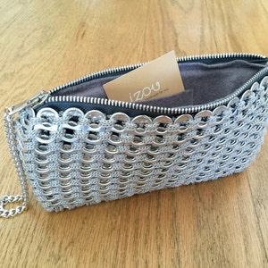 カナダmade アルミ玉　ビンテージ Soda Can Pop Top Bag Tab Handmade Crochet Clutch Metal Black Retro