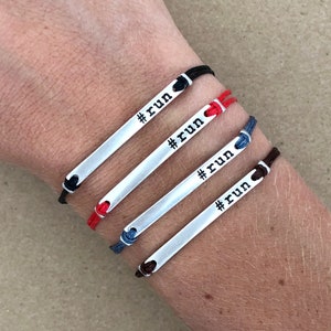 Runner's Bracelet, Running Jewelry, Marathon Bracelet, Fitness Bracelet, Silver Bracelet, Run - Unisex, Adjustable Bracelet, Gift for him