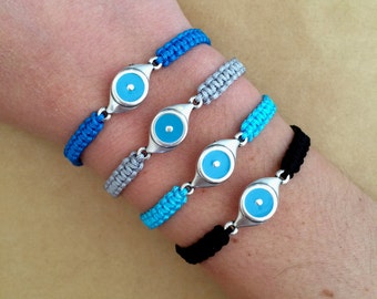 Evil Eye Silver Plated izou Charm Friendship Bracelet - Macrame Bracelet, Lucky Bracelet, Eye Bracelet