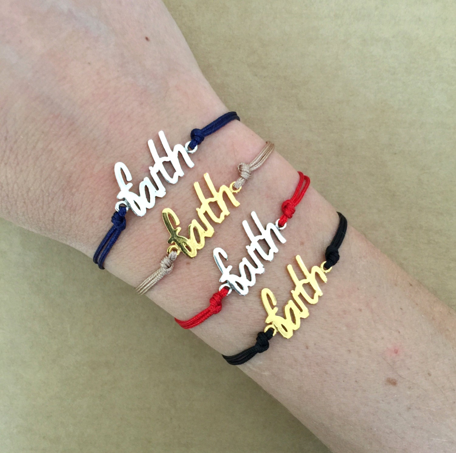 Unisex Silver/ Gold Faith Message Macrame Friendship Bracelet Etsy