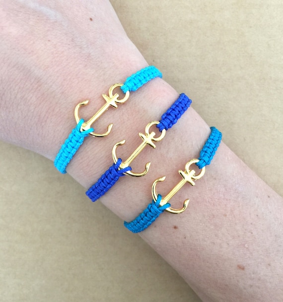 Nautical Gold Plated Anchor Macrame Friendship Bracelet Summer