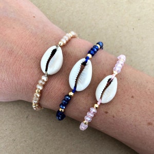 Natural Cowrie Shell Boho Crystal Bracelet Summer Bracelet, Sea Shell ...