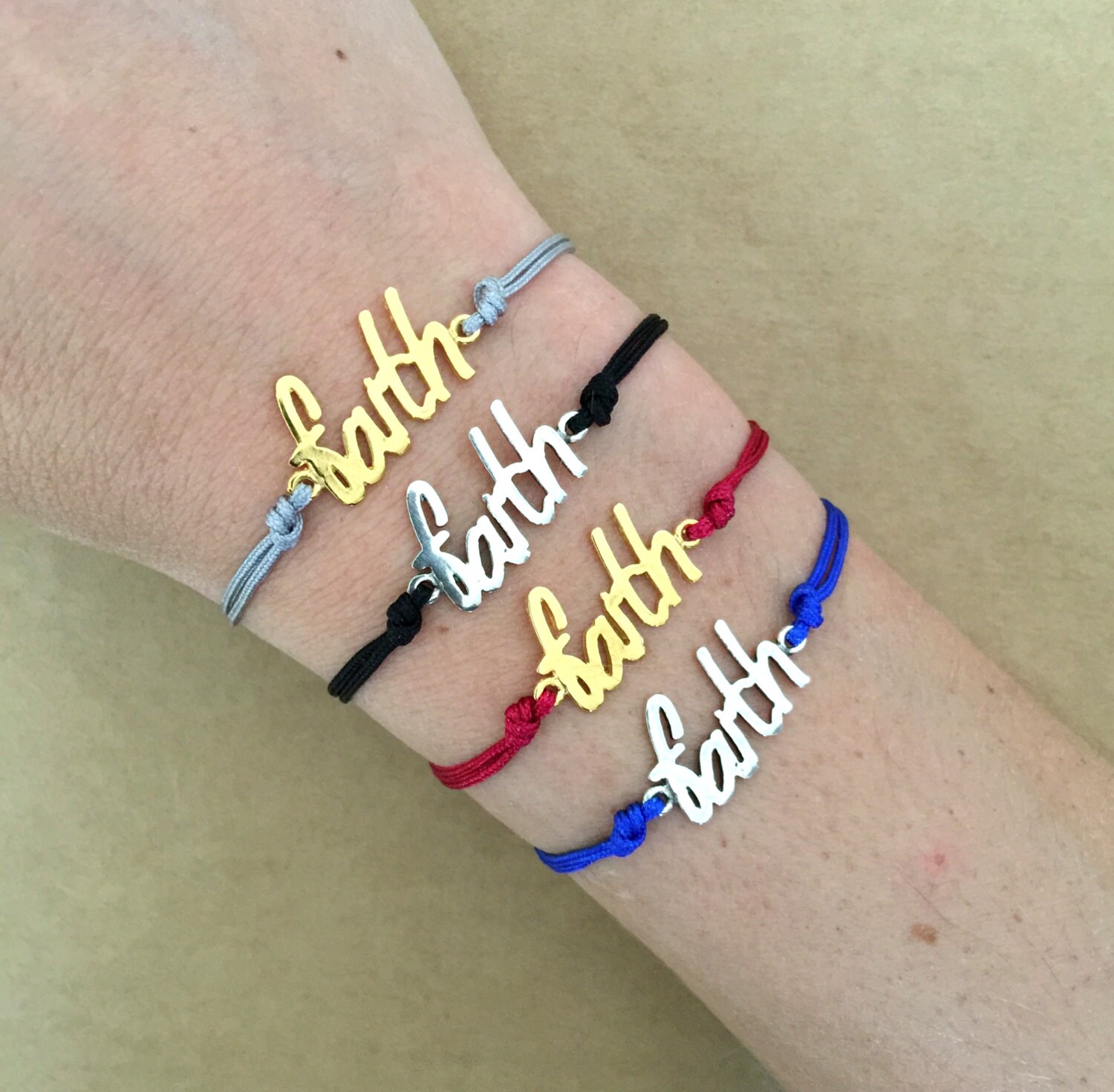 Unisex Silver/ Gold Faith Message Macrame Friendship Bracelet Etsy