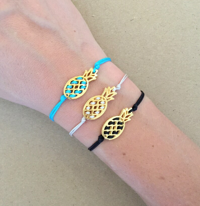 Gold Plated Pineapple Fruit Friendship Bracelet Exotic Etsy