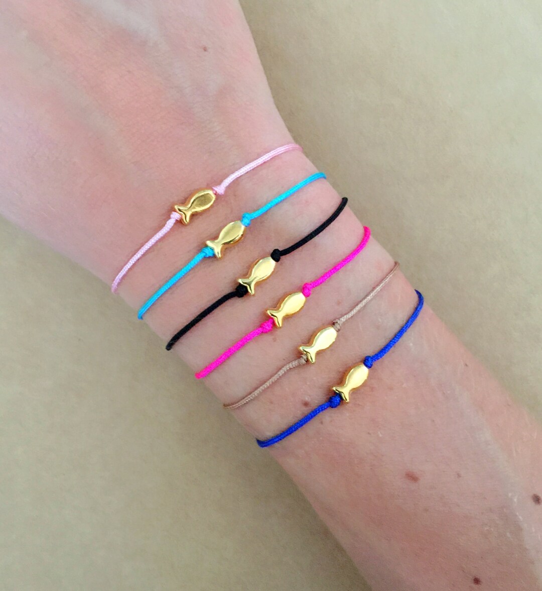 Gold Plated Fish Charm Bead Adjustable Friendship Bracelet Sea Bracelet ...