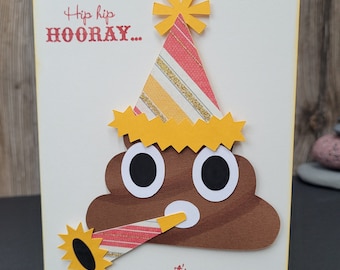 Handmade - Birthday - Poop Emoji A6 Card