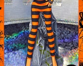 Monster Doll Haunt Couture quot Halloween Orange and Black Striped Leggings quot high fashion witch horror oz