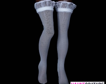 Haunt Couture Doll Clothes: "White Ruffled Stockings" dress high fashion dress clothes | Colors | Glam