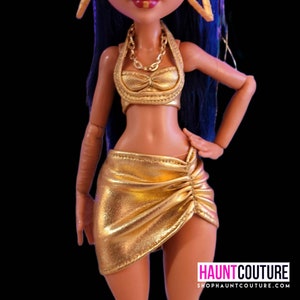 Haunt Couture Doll Clothes: "Wrapped in Gold 2 Piece" dress high fashion dress clothes | Colors | Glam Gold