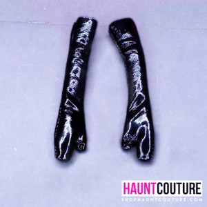Haunt Couture Doll Clothes: "Black Pleather Gloves" dress high fashion dress clothes | Colors | Glam