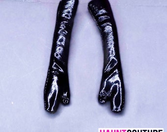 Haunt Couture Doll Clothes: "Black Pleather Gloves" dress high fashion dress clothes | Colors | Glam