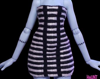 Haunt Couture Doll Clothes: "Retro Black and White mini dress" dress high fashion dress clothes | Halloween | Monster