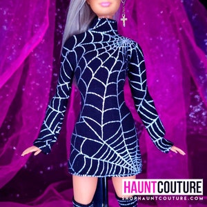 Haunt Couture Doll Clothes: &quot;Spiderweb Sweater Dress&quot; dress high fashion dress clothes | Goth | Halloween