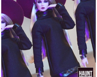 Fashion Royalty Haunt Couture "Oversized Sweater Dress" high fashion dress fierce | Nu.Face | 12" |  Chic | Black | Lilith Blair