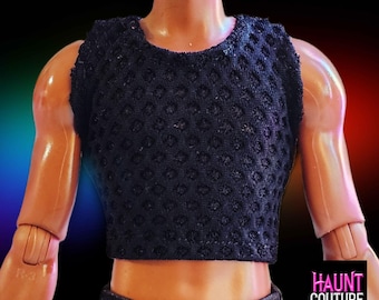 Haunt Couture Doll Clothes: "Black Mesh Crop" dress high fashion dress clothes | Colors | Monster