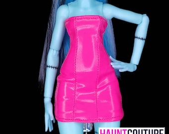 Haunt Couture Doll Clothes: "Pink Pleather Mini" dress high fashion dress clothes | Colors | Glam Goth
