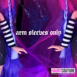 Haunt Couture Doll Clothes: "Striped Arm Sleeves" dress high fashion GOTH dress clothes remix | HALLOWEEN | Disco