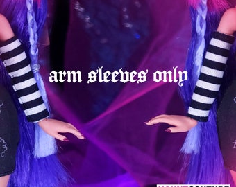 Haunt Couture Doll Clothes: "Striped Arm Sleeves" dress high fashion GOTH dress clothes remix | HALLOWEEN | Disco