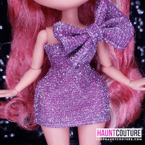 Haunt Couture Doll Clothes: "Glittery" dress high fashion dress clothes | Christmas | Winter | Pink