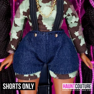 Haunt Couture Doll Clothes: &quot;Camo Denim Shorts&quot; dress high fashion remix dress clothes | Popstar | Disco |