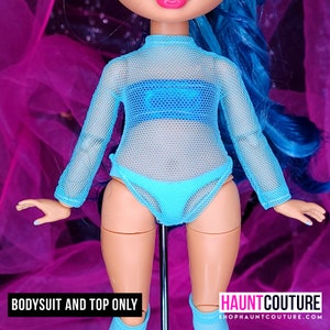 Haunt Couture Doll Clothes: "Blue Mesh Bodysuit" dress high fashion rainbow dress clothes | Trendy | Look Book