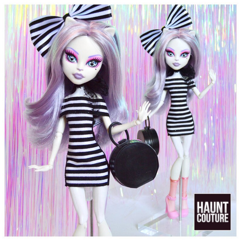 Monster Doll Haunt Couture: 'Striped Chic' mini dress high fashion dress clothes 