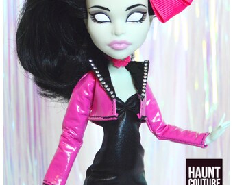 Monster Doll Haunt Couture 2017 "Pink Biker Jacket" high fashion doll clothes