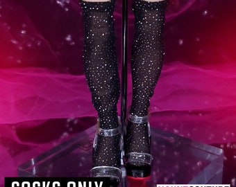Ropa para muñecas Haunt Couture: Vestido "Glitter Knee Highs" de alta costura, vestido arcoíris / Popstar / Disco