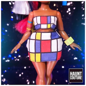 Haunt Couture Doll Clothes: &quot;Masterpiece 2 Piece&quot; dress high mondrian fashion dress clothes | Popstar | Disco
