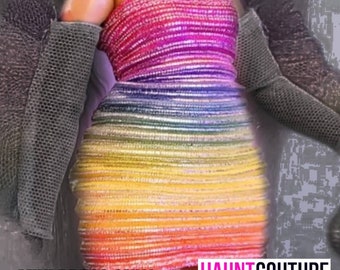 Haunt Couture Doll Clothes: "Rainbow Glam Mini" dress high fashion dress clothes | Colors | Glam