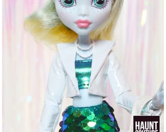 Monster Doll Haunt Couture &quot;White Biker Jacket&quot; high fashion doll clothes | Spooky | Chic | Pleather