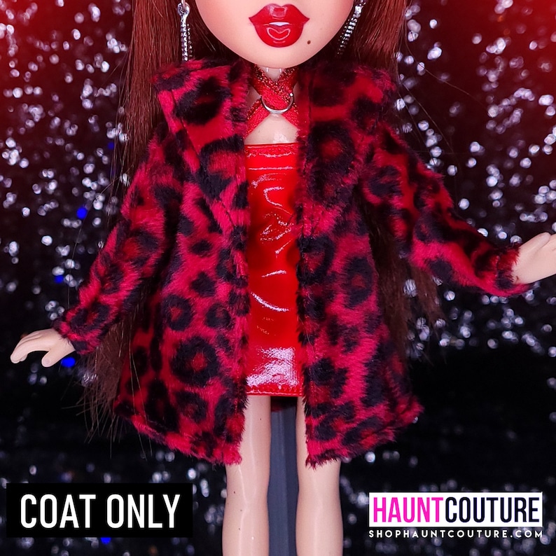 Bratz Haunt Couture Doll Clothes: 'Spicy Leopard Coat' dress high winter fashion dress clothes Disco | Chic | OOTD 