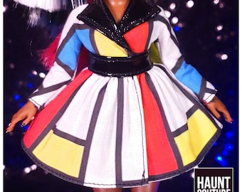 Haunt Couture Doll Clothes: "Masterpiece Coat" dress high mondrian fashion dress clothes | Popstar | Disco