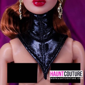 Haunt Couture Doll Clothes: &quot;Black Pleather Neck Corset&quot; dress high fashion dress clothes | Fashion Royalty Nadja