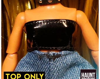 Haunt Couture Doll Clothes: "Grunge Pleather Top" dress high winter fashion dress clothes | Nirvana | Plaid | Punk