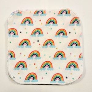 12 Upcycled Reusable Cloth Wipes. 100% Cotton Zero Waste for Sustainable Baby, Kitchen, Cleaning, Tissues, Family Cloth, Gift. Rainbows