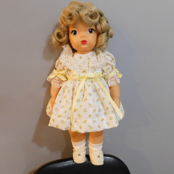 16" Vintage Antique Terri Lee Doll Platinum Hard Plastic Blond Wig Original Clothes Dress Shoes Slip