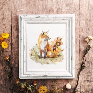 Affiche de renard roux / Fox illustration / Renard collection automne / art print fox / Illustration renard automne / Nursery illustration / image 1