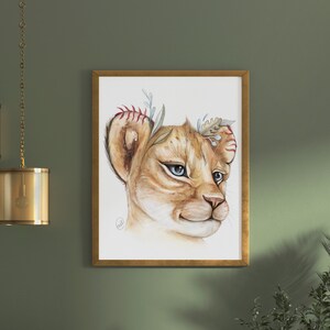 Large format poster of the baby lion / jungle collection / fosterillustrations / wall decoration / poster to frame / animal artprint / lionface