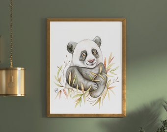 Affiche grand format panda / collection jungle / fosterillustrations / cute panda illustration / affiche à encadrer / art print panda
