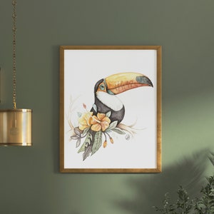 Large format toucan poster / jungle collection / fosterillustrations / toucan illustration / watercolor toucan / tropical poster