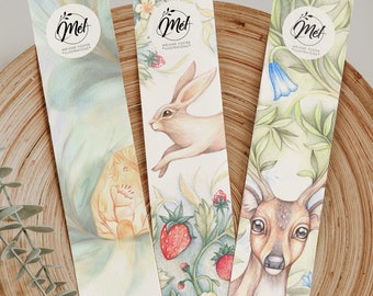 Spring collection bookmark / spring bookmark / colorpencildrawing / bookmarks / deer illustration / melaniefosterillustrations