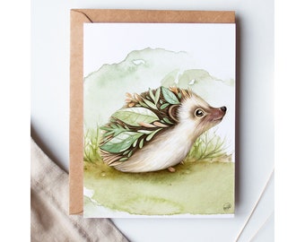 Greeting Card with a Hedgehog / Birthday Card / Invitation Card with Hedgehog / Greeting Card with Hedgehog / 4.25x5.5"