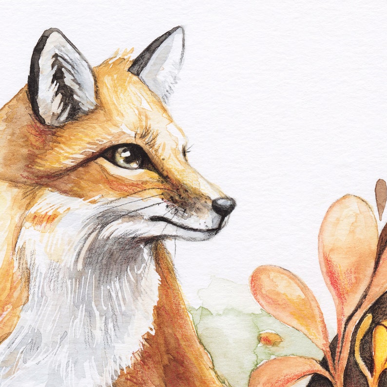 Affiche de renard roux / Fox illustration / Renard collection automne / art print fox / Illustration renard automne / Nursery illustration / image 3